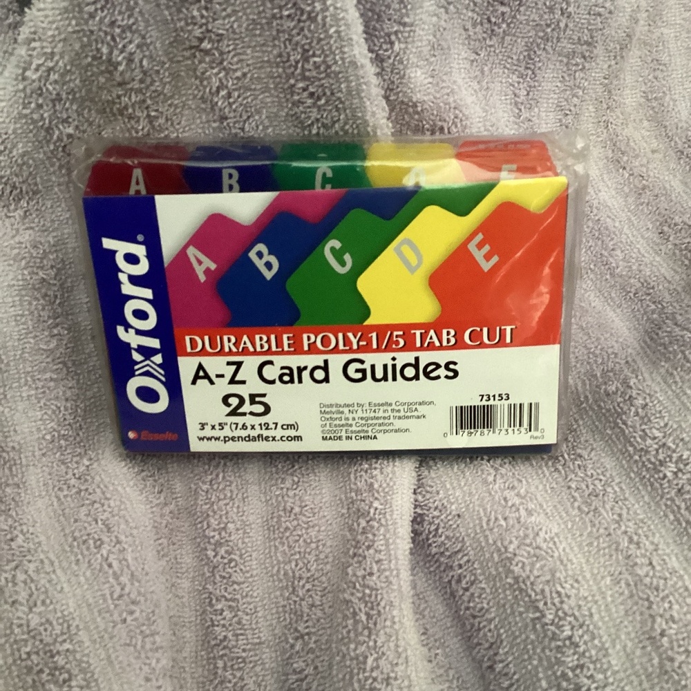 Oxford A-Z Card Guides 3” x 5”